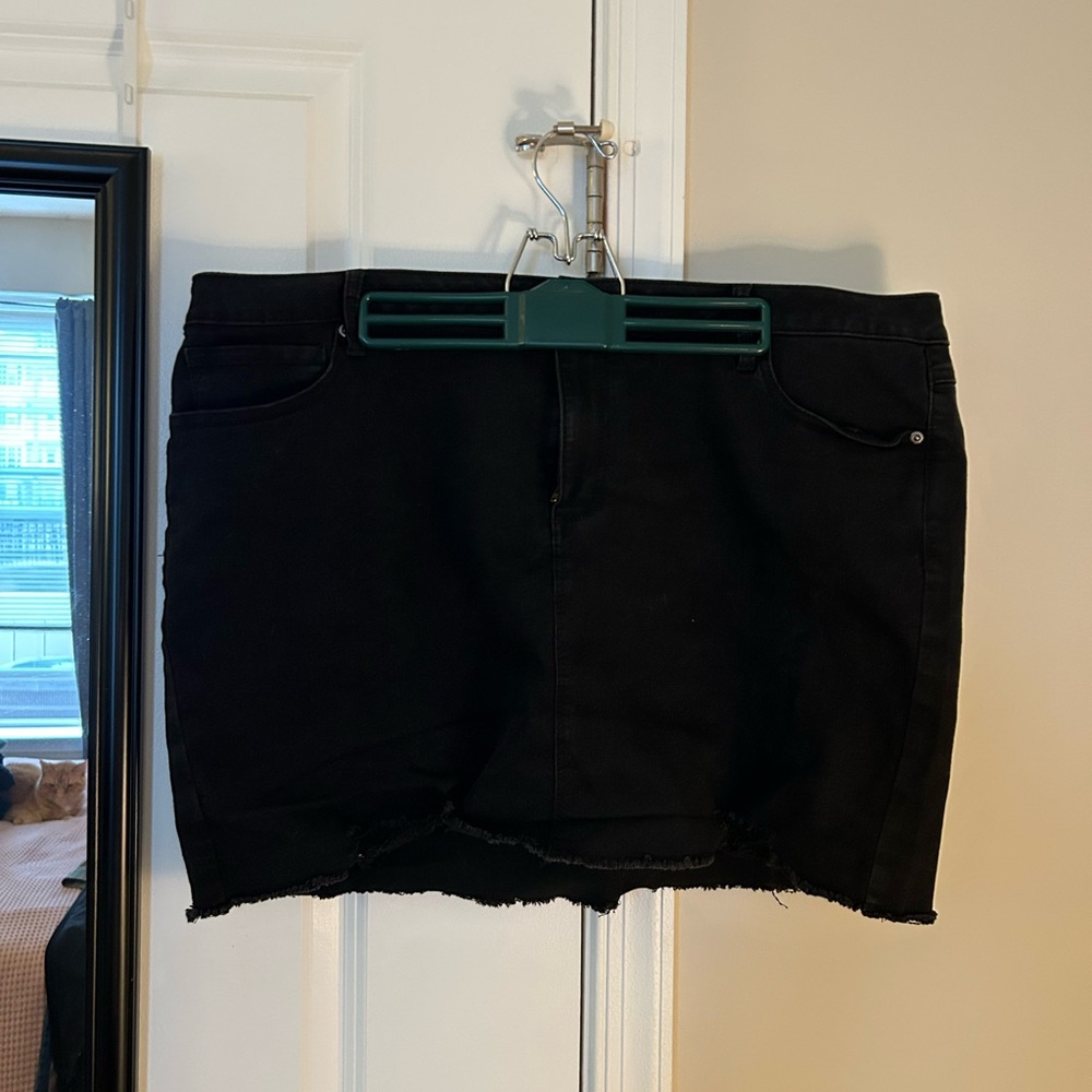 Black Denim Mini Skirt